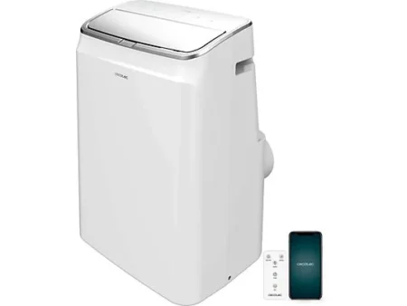 Aire acondicionado portátil - Cecotec ForceClima 12800 Soundless Heating Connected, 3024 fg/h, Bomba de calor, 5 modos, 3 veloc, Mando, Wi-Fi, Blanco