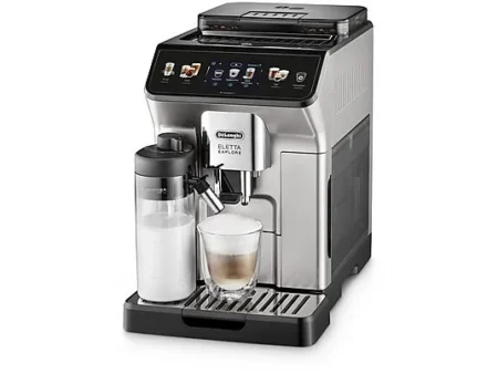Cafetera superautomática - De'Longhi Eletta Explore Cold Brew ECAM450.65.S, 1450W, 19 bar, Molinillo integrado, Táctil, Bebidas frías calientes, Plata