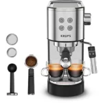 Cafetera express - Krups Virtuoso+ XP444C, 1400 W, 15 Bar, 1 L, Thermoblock, Apagado automático, Acero Inox