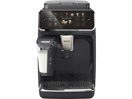 Cafetera superautomática - Philips EP444150, LatteGo, Pantalla táctil, 12 ajustes, Función QuickStart, 15 bar, 230 W, Filtro AquaClean, 1.8 l, Negro