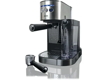 Cafetera express - KOENIC KEM 2024 M, 20 bar, 1470 W, Función 2 Tazas, Depósito de leche 700ml, Inox