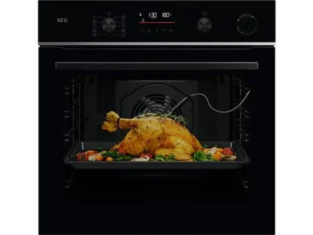 Horno a vapor - AEG Serie 6000 V7PBR521SB, Integrable, Pirolítico, 72 l, 596 mm, Negro