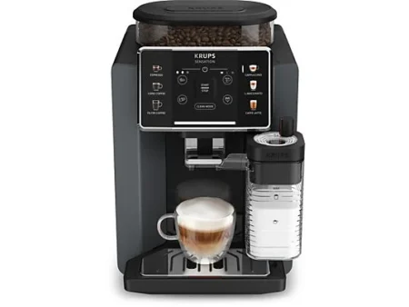 Cafetera superautomática - Krups Sensation Milk EA912B, 15 bar, 1450 W, 1.7 L, 6 modos, 2 tazas, Depósito de leche 0.3 L, Táctil, Gris