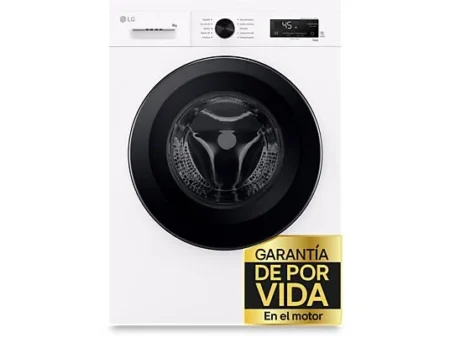 Lavadora carga frontal - LG F4X1009NWK, 9 kg, 1400 rpm, 10 programas, AI Direct Drive™, Steam™, Blanco Marfil