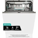 Lavavajillas integrable - Hisense HV673A65, 16 servicios, 7 programas, 59.8 cm, Tercera Bandejea, Wi Fi, Sin Panelar