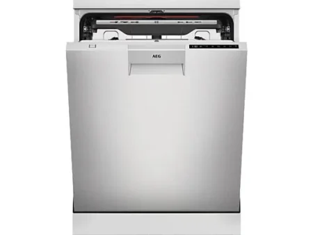 Lavavajillas - AEG FFB76717PM, 14 servicios, 9 programas, 60 cm, Tercera bandeja, programa ExtraHygiene, Inox