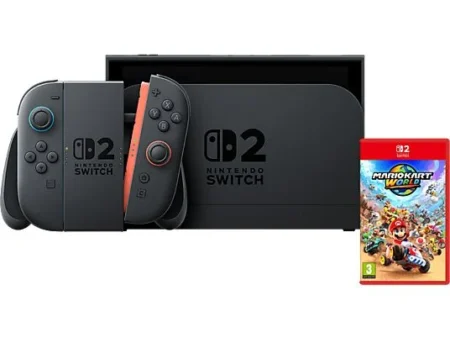 Consola - Nintendo Switch 2, 7.9” Full HD HDR 120 Hz, 256 GB, Magnetic Joy-Con 2 con modo ratón, Azul y Rojo Neón + Juego Mario Kart World (Digital)