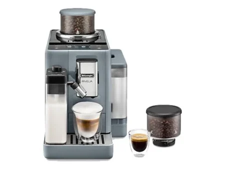 Cafetera superautomática - De'Longhi Rivelia EXAM440.55.G, 1450W, 19 bar, Molinillo integrado, LatteCremaHot, Depósito leche, Táctil, 16 recetas, Gris