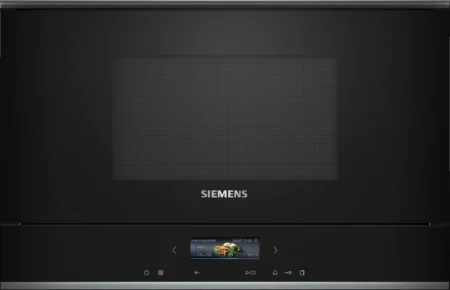 Microondas integrable - Siemens BF722R1B1, SerieIQ700, 1220 W, 5 niveles, Limpieza humidClean, Función cookControl, 21 l, Negro