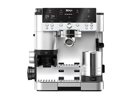 Cafetera express - Ninja Luxe Café Premier ES601EU, 9 bar, 1650W, 2 Tazas, Capacidad del depósito 2L, Capacidad de café en grano 250g, Plata