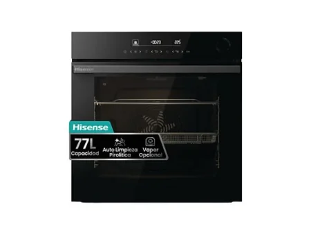 Horno a vapor - Hisense BSA66346PBG, Multifunción, Pirolítico, 77 l, WiFi, Cocción simultánea, Modo Air Fry, 56.4 cm, Negro