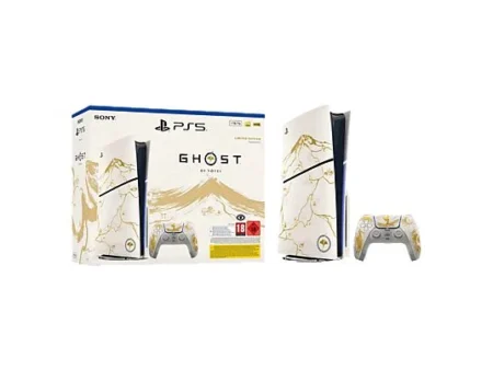 Consola - Sony PS5 Slim Standard (Edición GOLD limitada Ghost of Yōtei), 1 TB SSD, 4K, 1 mando, Chasis D + Código de descarga de juego Ghost of Yōtei