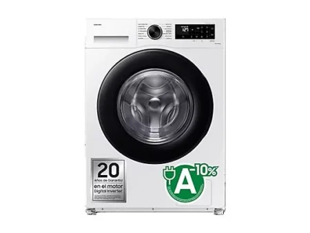 Lavadora carga frontal - Samsung WW90CGC04DAEEC, 9 kg, 1400 rpm, EcoBubble™, Función WiFi con SmartThings, Blanco