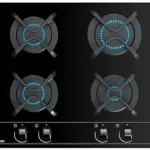 Placa de gas - Teka GBC 6400, 4 zonas, Gas natural, Mandos frontales ergonómicos, 60 cm, Negro