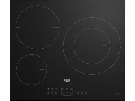 Placa inducción - Beko HIIS63206M, 3 zonas, Zona grande 28 cm, Temporizador, 60 cm, Negro
