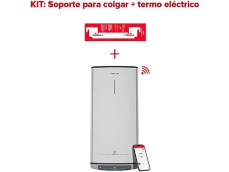 Termo Eléctrico - VELIS TECH DRY WIFI 100 ES EU + INSTAFIX ARISTON, 100 l, Gris