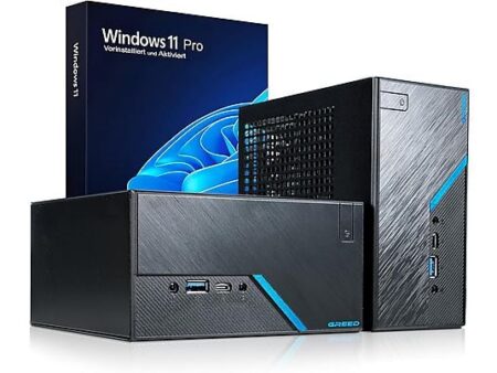 Mini PC - GREED Nano Intel - Ordenador de oficina, Celeron®, 8 GB RAM, 512 GB SSD, UHD Graphics, Windows 11 Pro, Negro