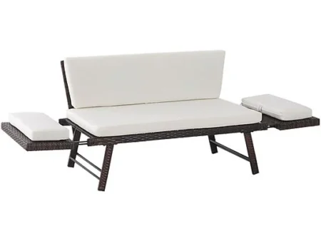 Sofá de jardín - OUTSUNNY Sofá cama de ratán 129x63x67cm, hasta 220,00 kg, Marrón y Beige