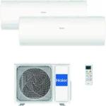Aire acondicionado Split 2 x 1 - HAIER Perla Premium, 2322 fg/h, Función Inverter, Blanco