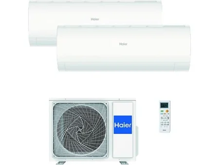Aire acondicionado Split 2 x 1 - HAIER Perla Premium, 2322 fg/h, Función Inverter, Blanco