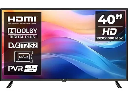 TV LED 40 - KIANO Slim TV 40 Smart, Full-HD, Cortex A53 Quad Core, Smart TV, DVB-T2 (H.265), Negro